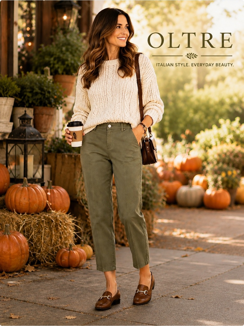 Oltre,Italy Olive Cotton Crop Pants,Made in Italy,EUC Wardrobe Essential, Size 6